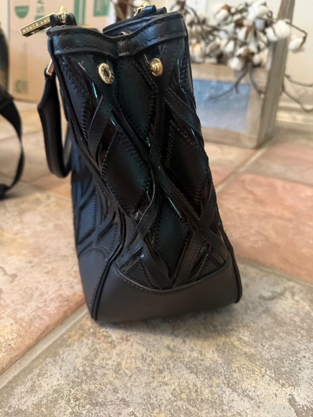 Tory Burch Black Satchel with Gold Hardware